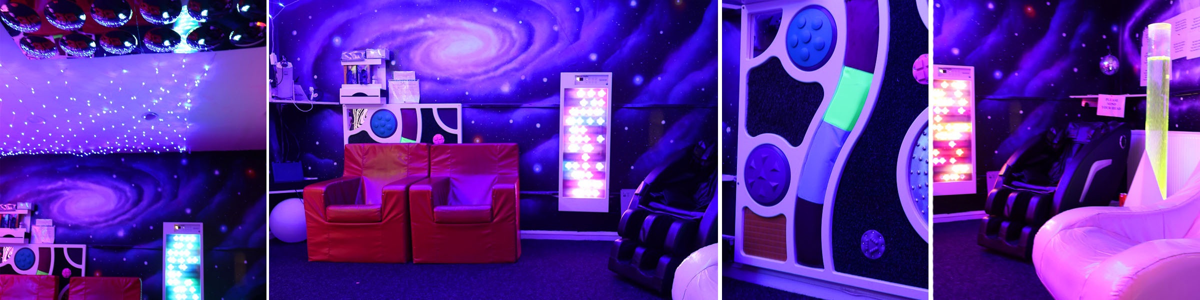 You can book our Sensory room For a holistic relaxing atmosphere Book a slot